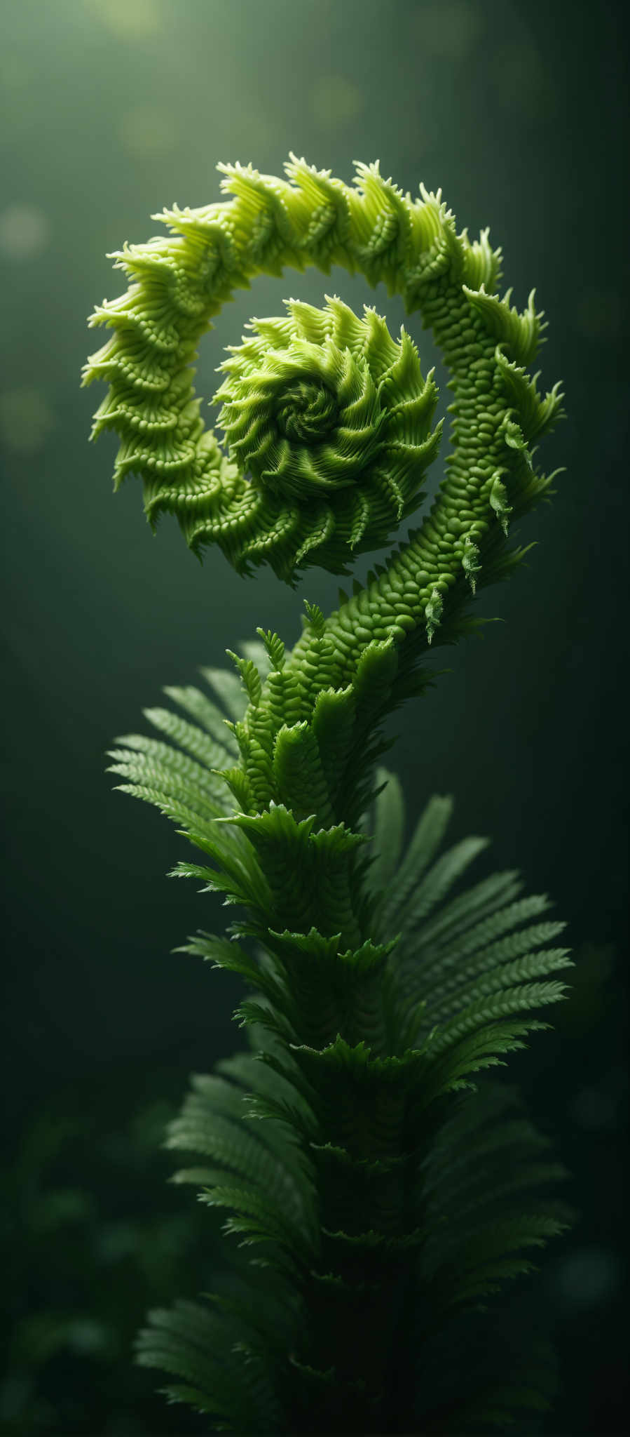 A close up of a fern plant with its leaves reaching out in all directions.