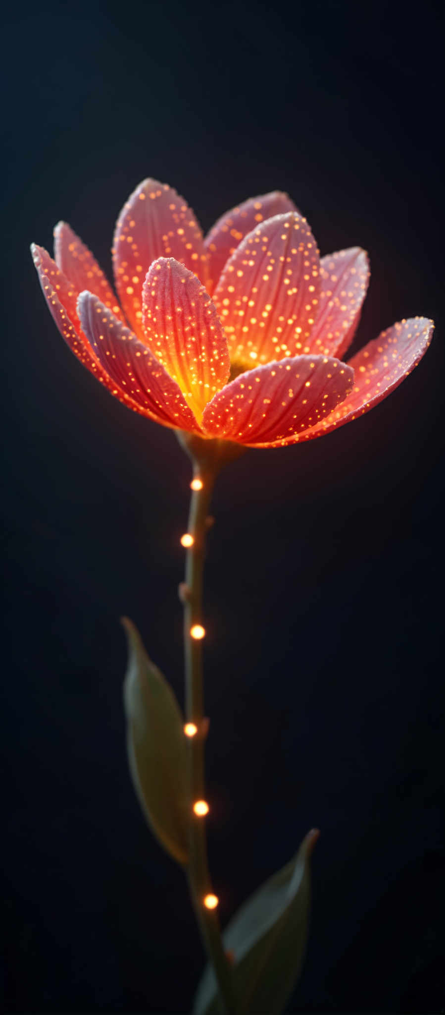 A close up of a flower with a yellow center and red petals.