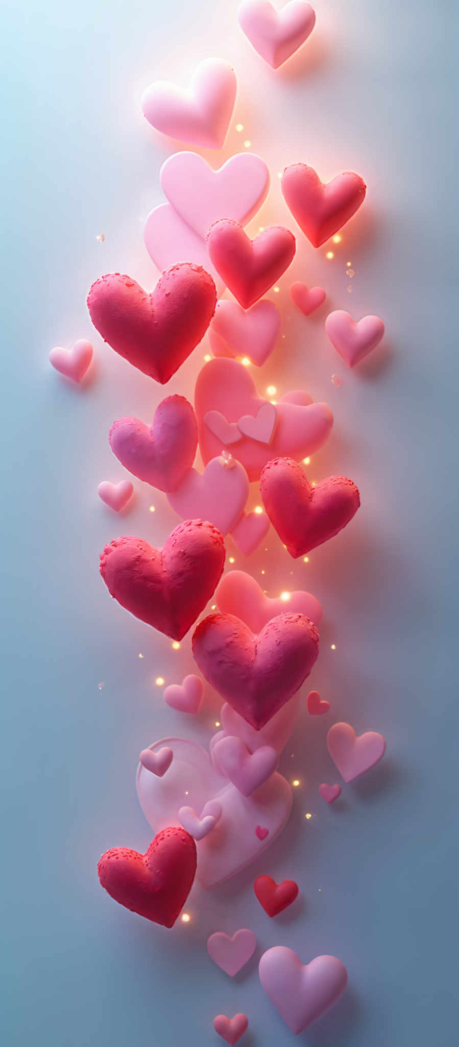 A collection of pink hearts with hearts in the background.