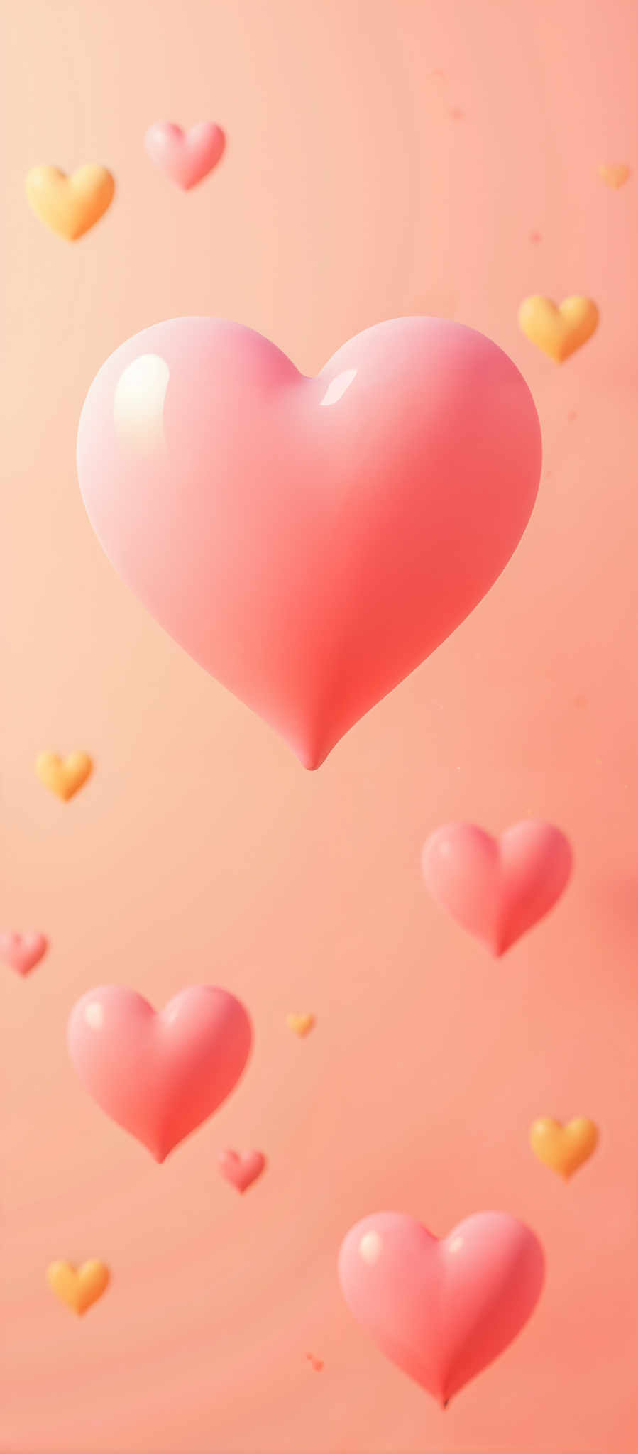 A heart-shaped balloon floats in a pink background surrounded by smaller hearts.