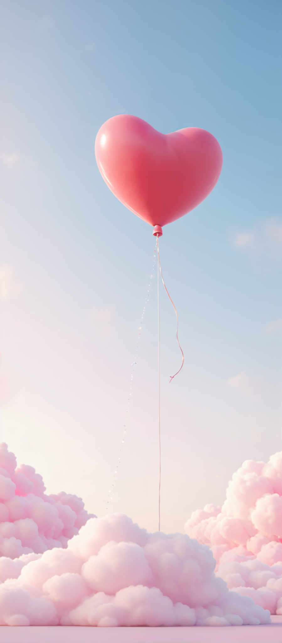 A pink hot air balloon in the sky.