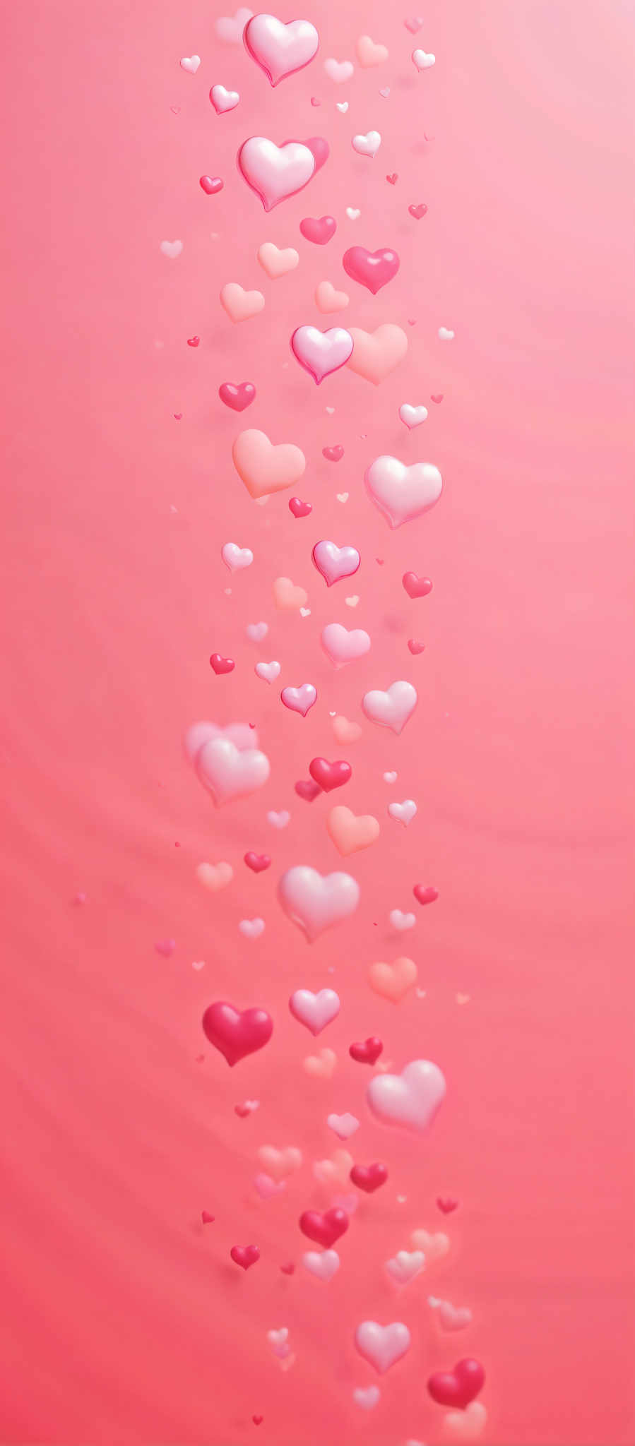 A pink background with hearts floating in the air.