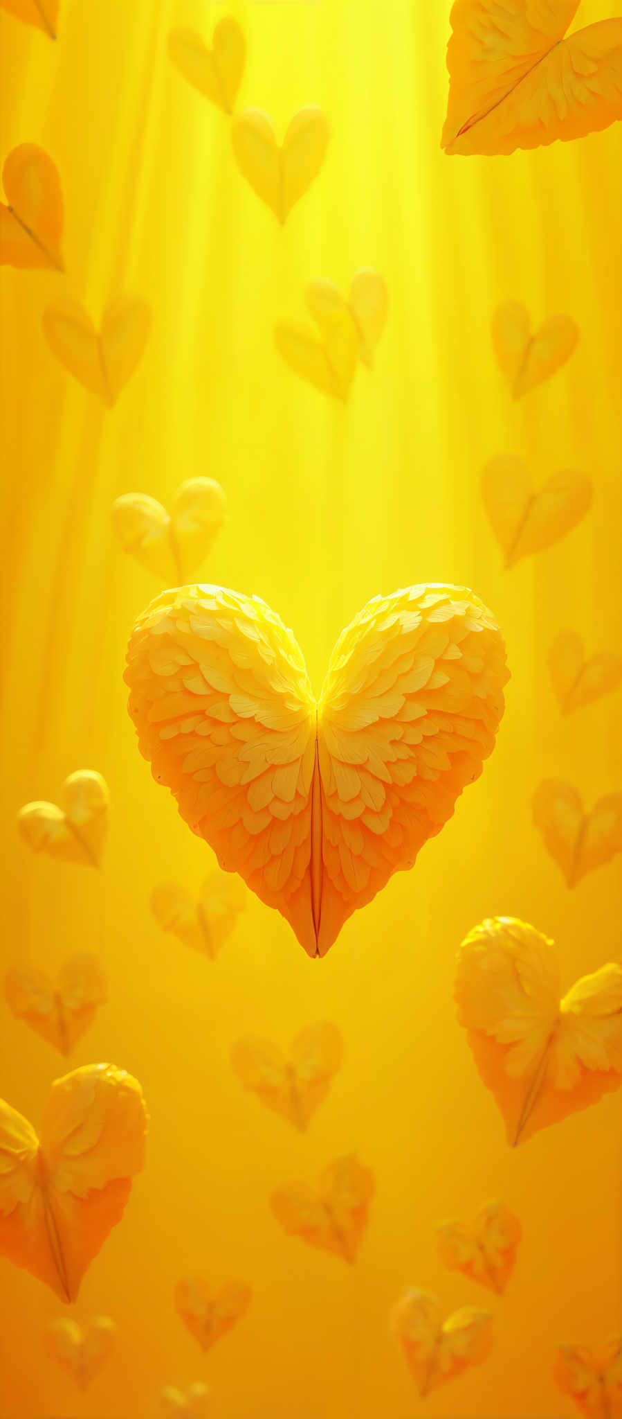 A heart-shaped object made of yellow leaves.