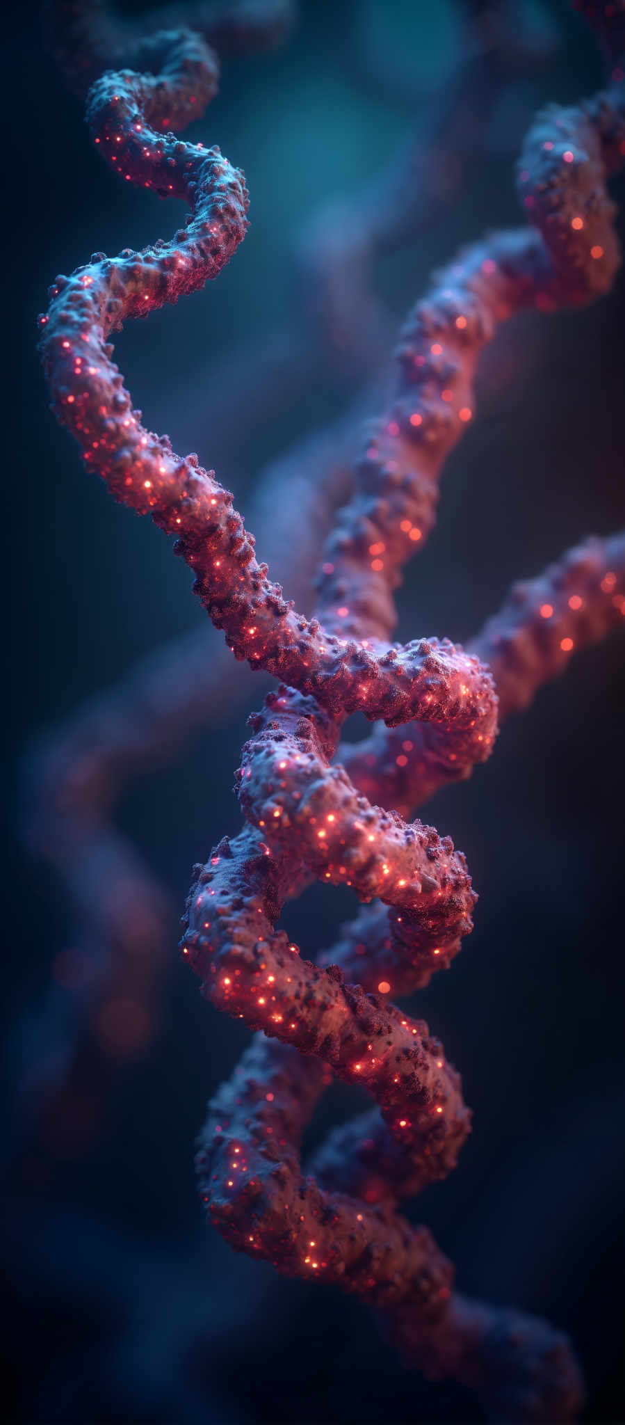 A close up of a wire with red and white lights.