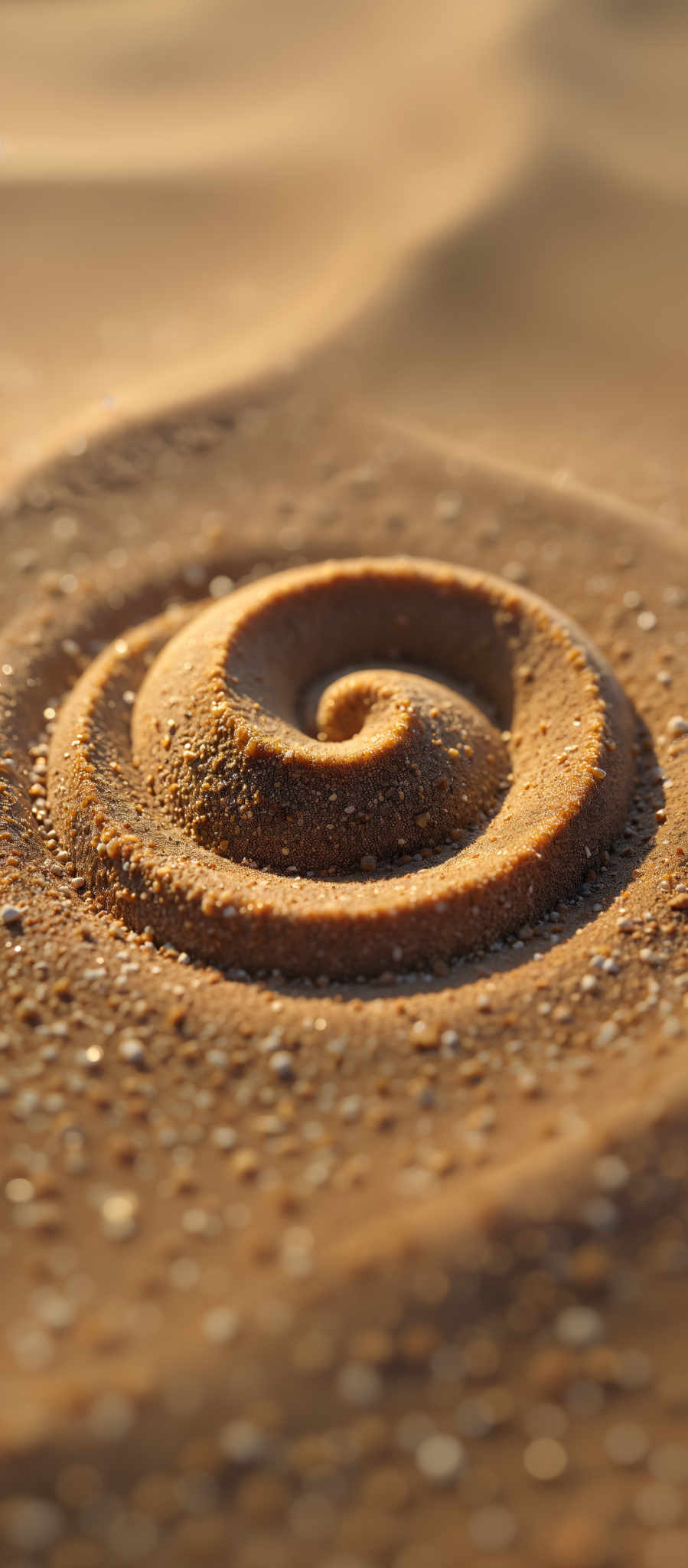 A spiral design made of sand.