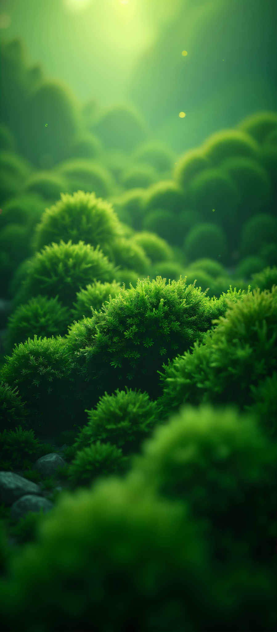 A close up of a forest of green trees.