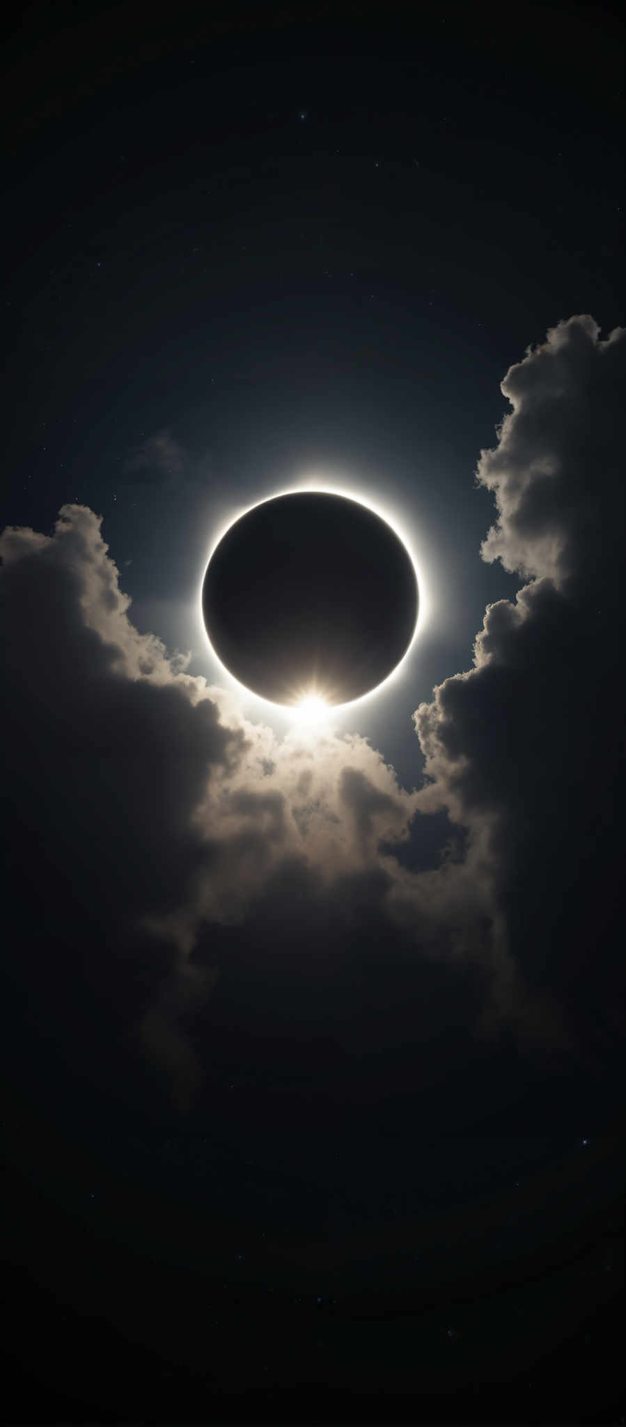 A black and white image of a full moon and a solar eclipse.