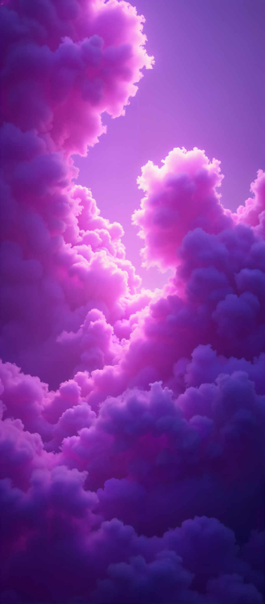 A beautiful purple cloud sky with fluffy clouds.