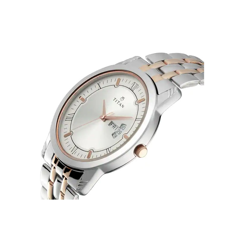 Titan 17742565KM01 Bandhan Silver White Dial Stainless Steel Couple Watches