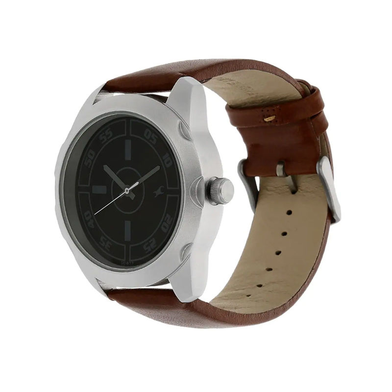 Fastrack 3123SL03 Black Dial Brown Leather Strap Men’s Watch