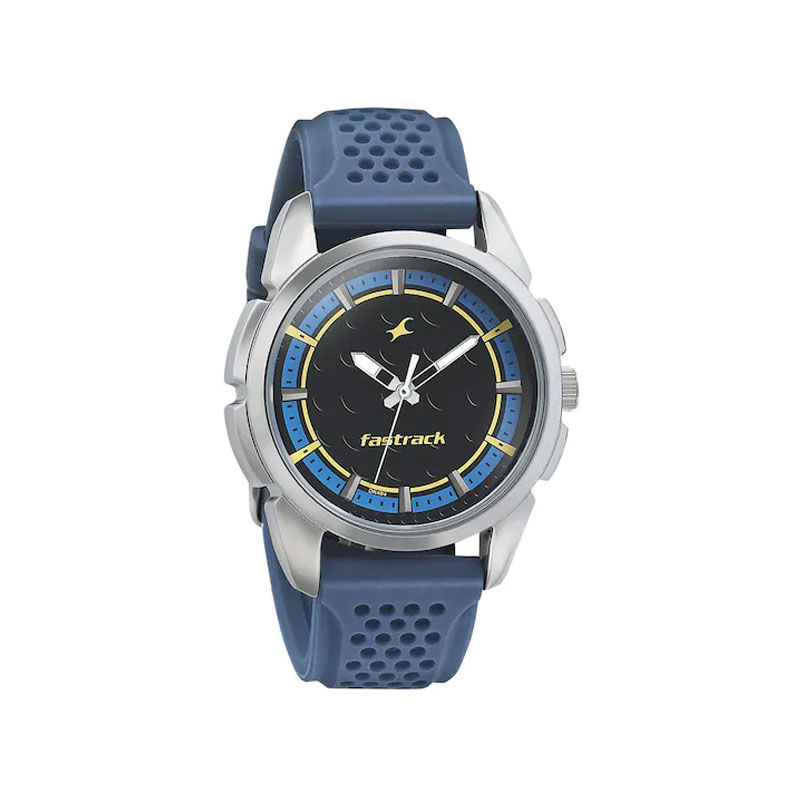 Fastrack 3233SP01 Black and Blue Dial with Pu Strap Men’s Watch