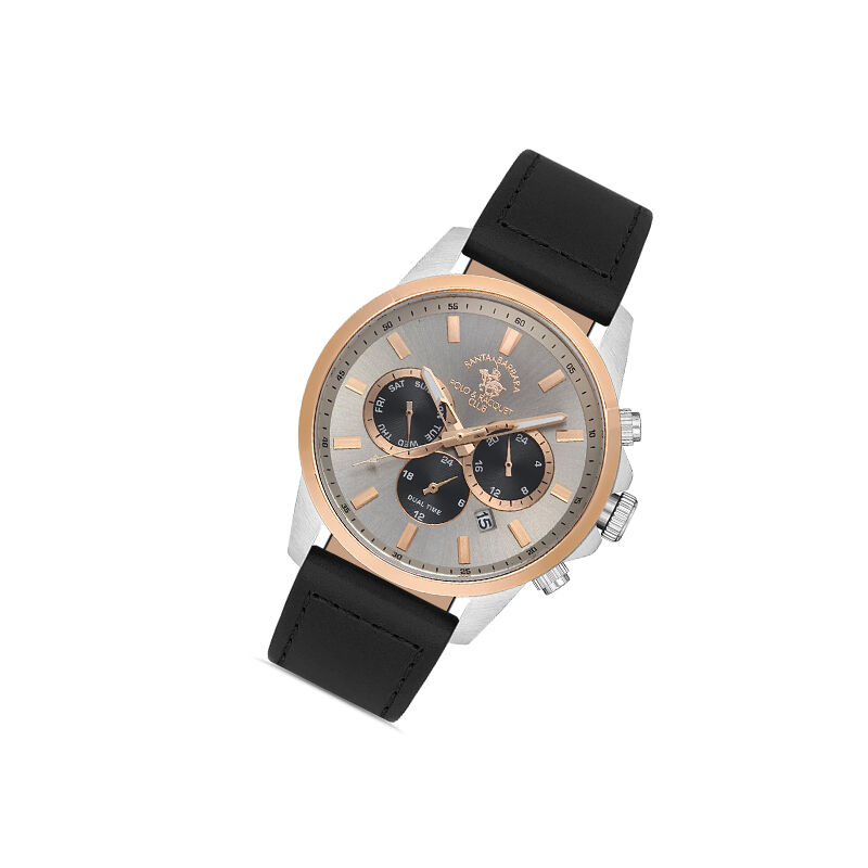 Santa Barbara Polo & Racquet Club Quartz Chronograph Leather Band Men’s Watch (SB.1.10400-3)