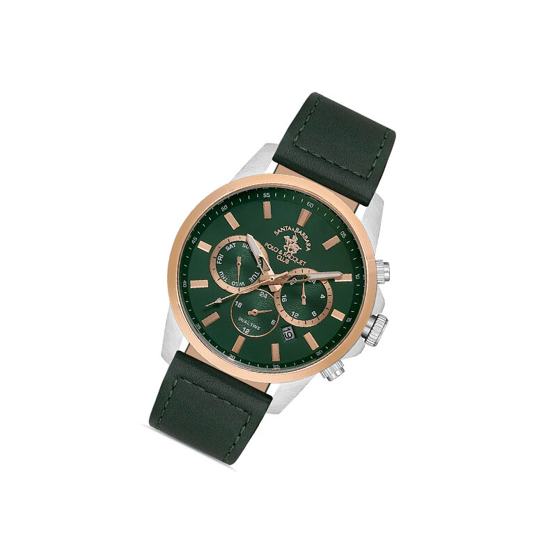 Santa Barbara Polo & Racquet Club Quartz Chronograph Leather Band Men’s Watch (SB.1.10400-4)
