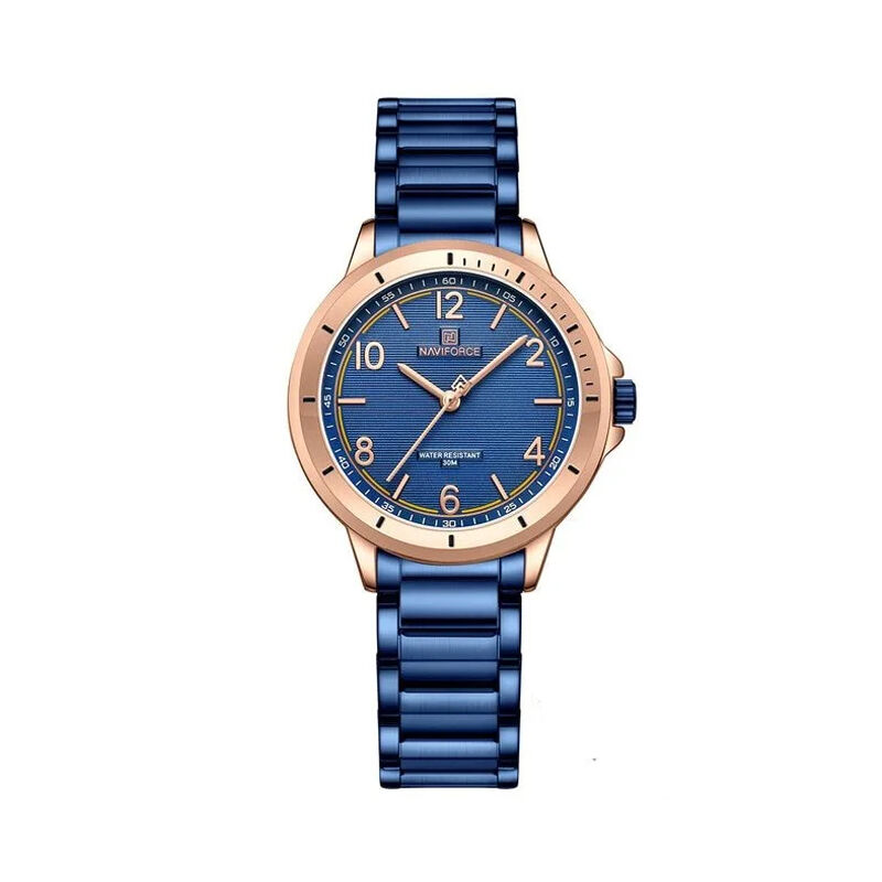 Naviforce 5021 Casual Stainless Steel Waterproof Women’s Watch – RoseGold Blue