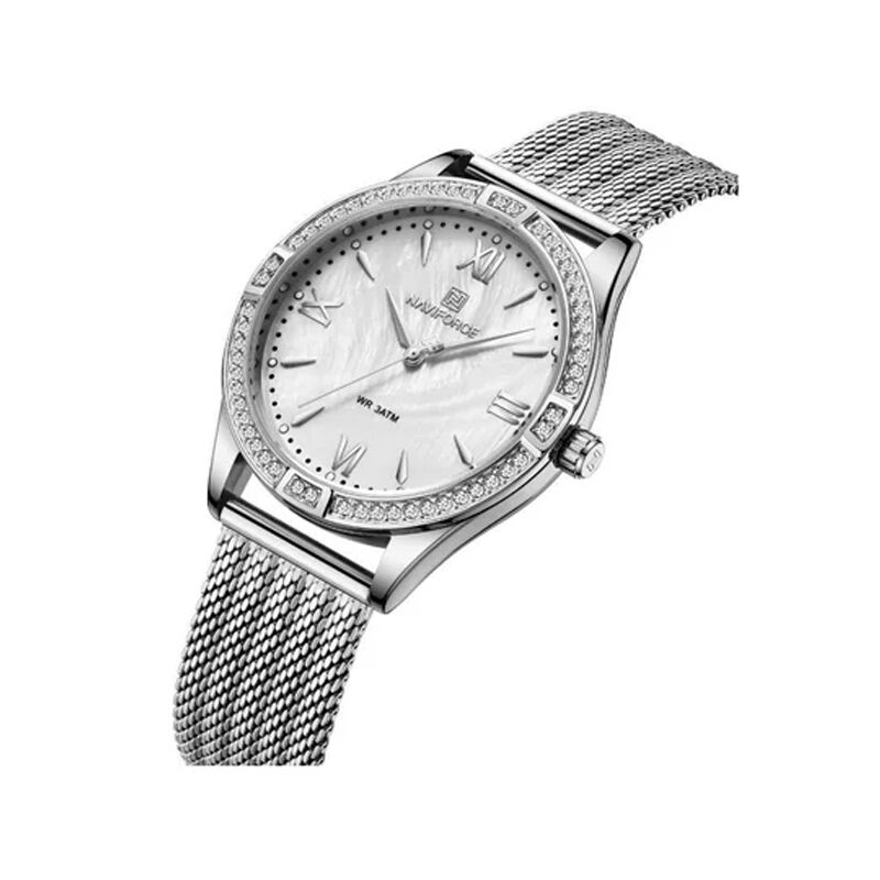 Naviforce 5028 Stainless-Steel Women’s Watch – Silver White