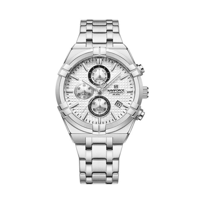 Naviforce 8042 Chronograph Stainless Steel Men’s Watch – Silver White