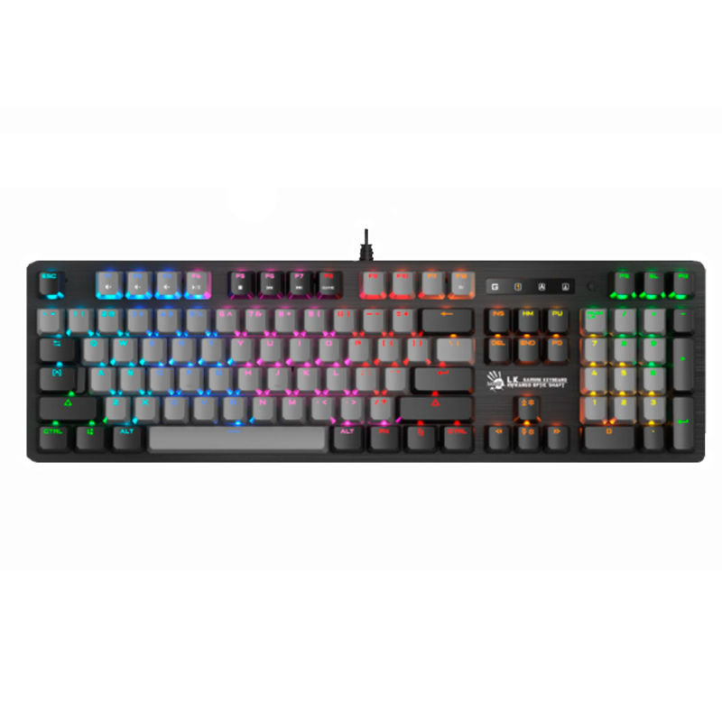A4tech Bloody B820R (RED SWITCH) Light Strike RGB Animation Gaming Keyboard with Extra 2 Set Black + Grey Keycaps