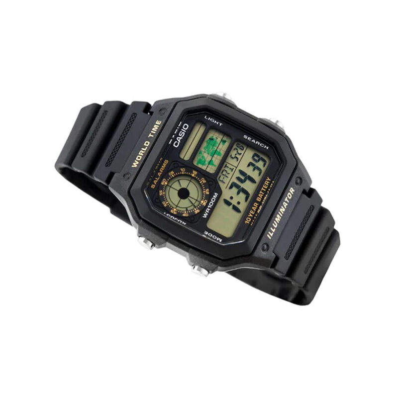 Casio AE-1200WH-1BVDF Youth World Time Digital Resin Belt Men’s Watch 