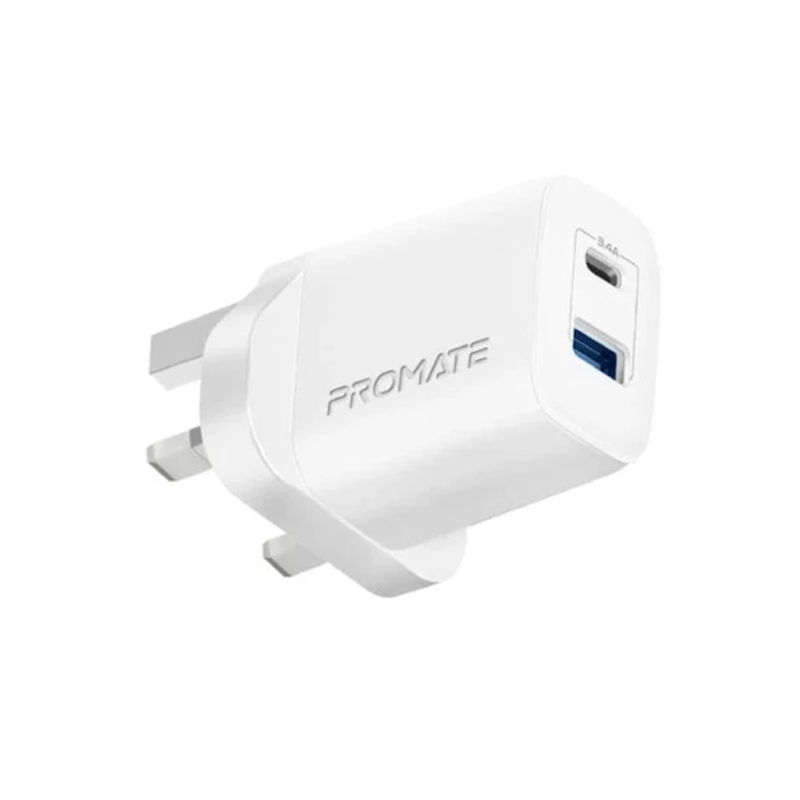 Promate BiPlug-2 17W High-Speed Dual Port Charger Adapter