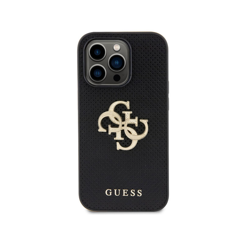 Guess Perforated PU Leather Case for iPhone 15 Pro - Black