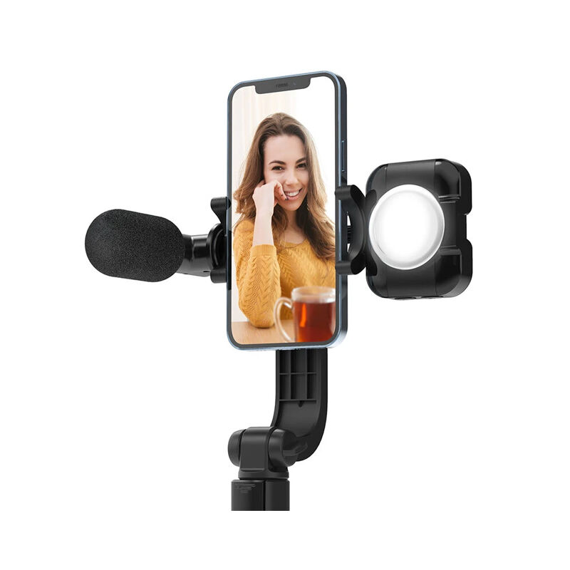 BlitzWolf BW-BS15 Fill Light & Microphone Tripod Selfie Stick - Black