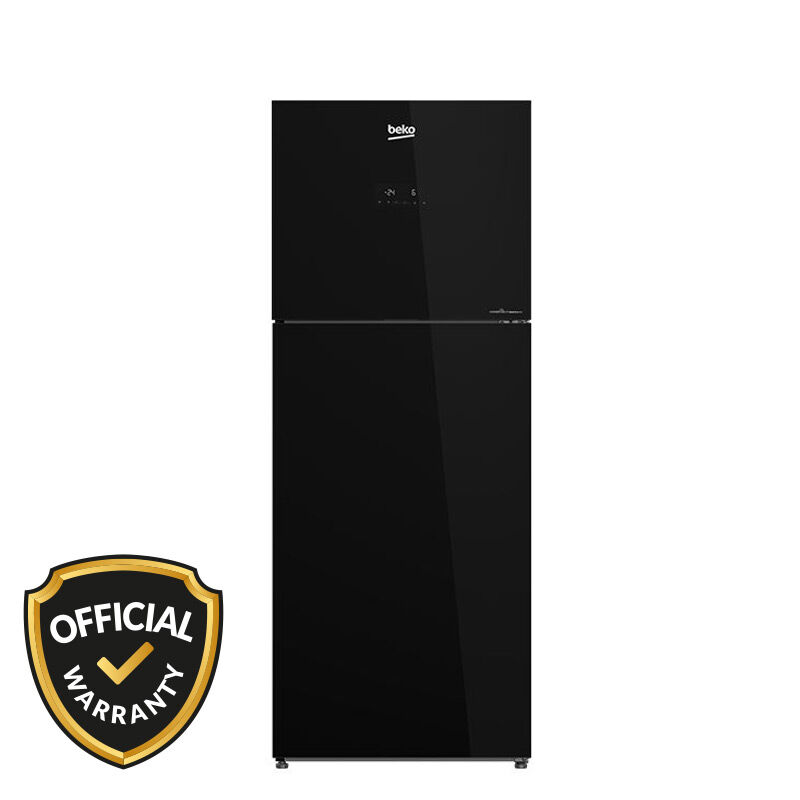 Beko 375 Liter Glass Door Top Mount Refrigerator (BOREF-B3RDNR40ZGB) - Black