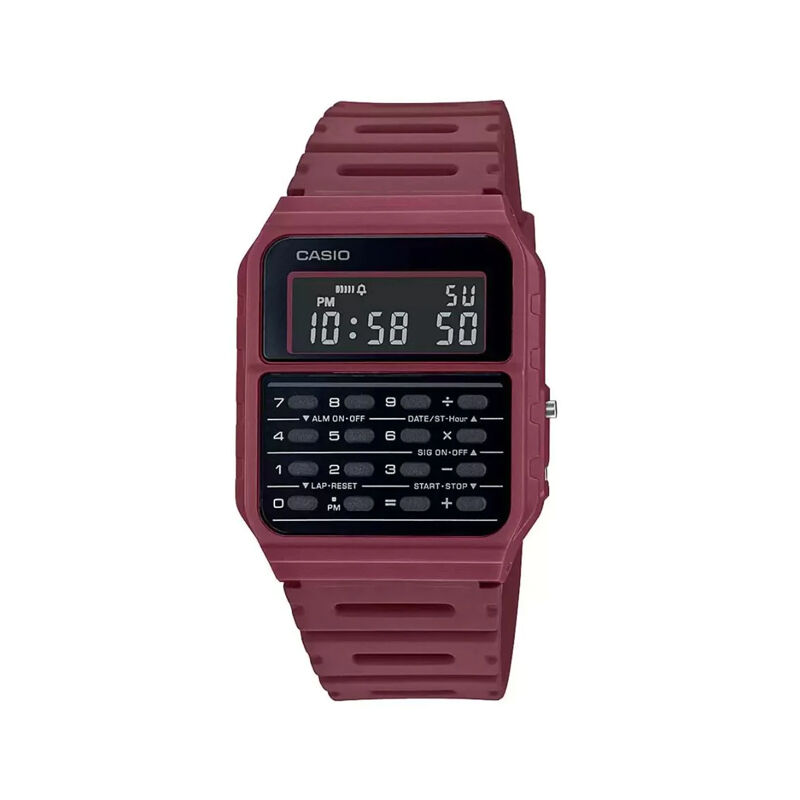 Casio Vintage CA-53WF-4BDF Calculator Red Digital Unisex Watch