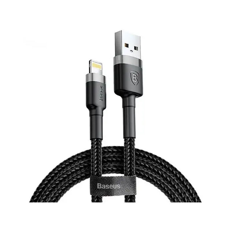 Baseus Cafule 2.4A 1M USB to Lightning Data Cable (CALKLF-BG1) – Black & Grey