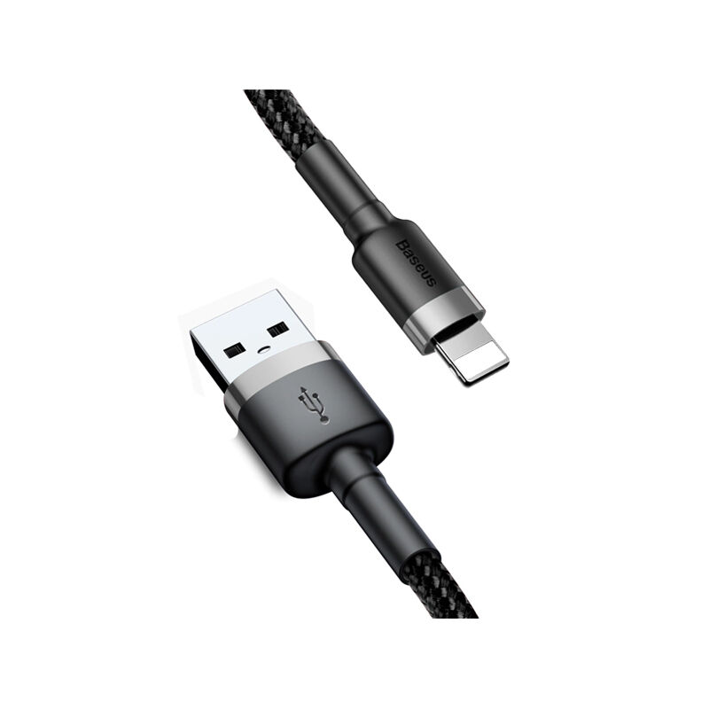 Baseus Cafule 1.5A 2M USB to Lightning Data Cable (CALKLF-CG1) – Black & Grey