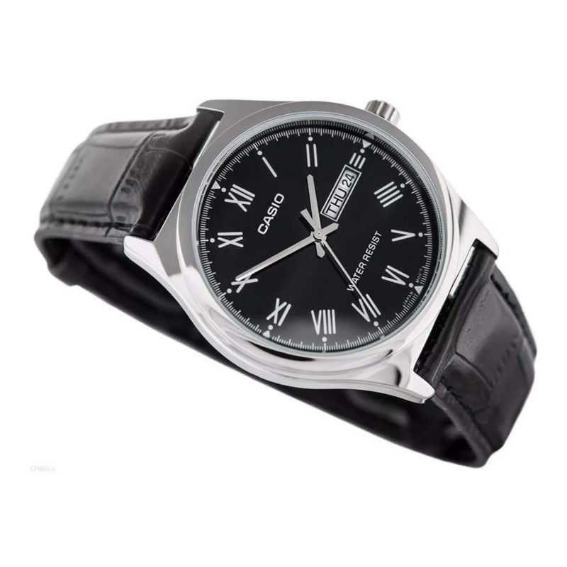 Casio MTP-V006L-1BUDF Day Date Belt Black Dial Men's Watch