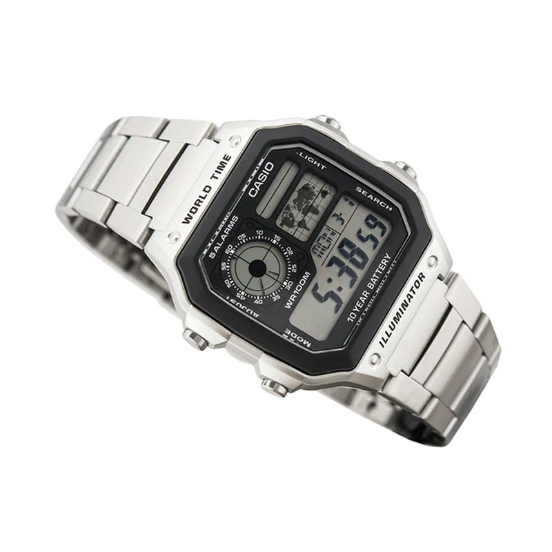 Casio AE-1200WHD-1AVDF Silver Stainless-Steel Multifunctional Men's Watch with Digital Dial