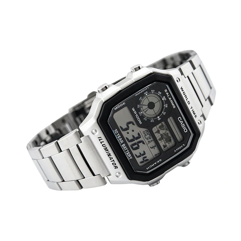 Casio AE-1200WHD-1AVDF Silver Stainless-Steel Multifunctional Men's Watch with Digital Dial