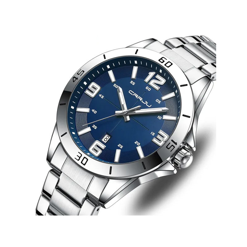 CRRJU 5003 Stainless Steel Quartz Luminous Men’s Watch – Silver Blue