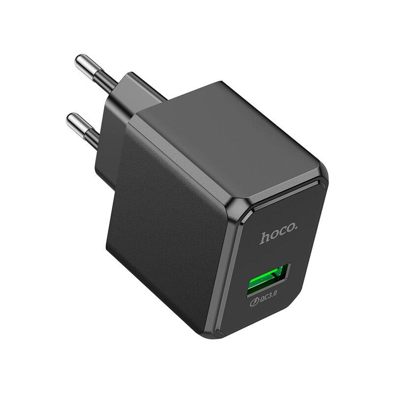 Hoco CS12A Ocean QC3.0 Micro-USB Cable Wall Charger (EU Plug) - Black