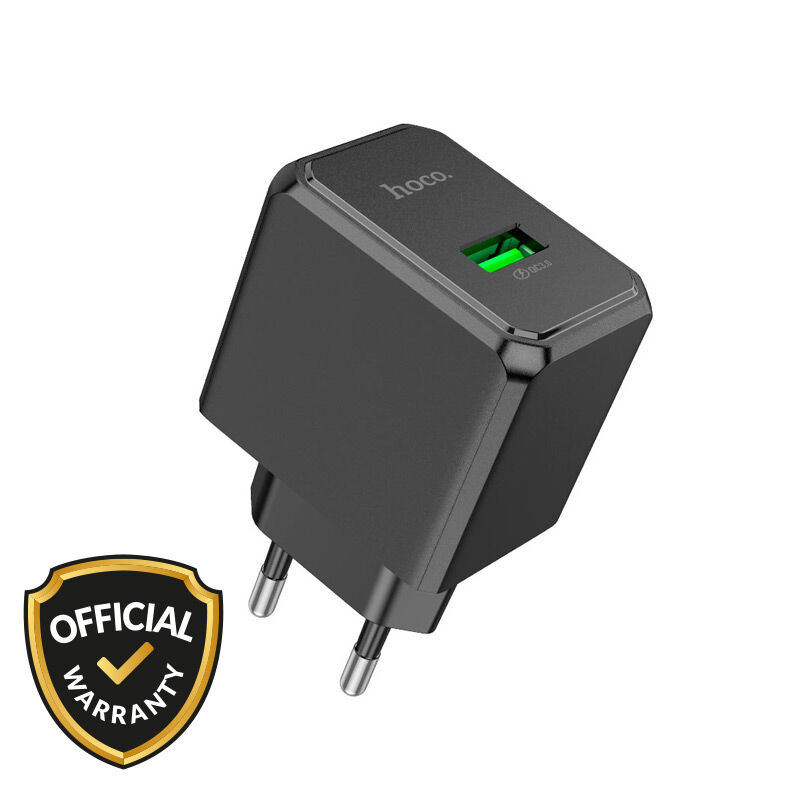 Hoco CS12A Ocean QC3.0 Type-C Cable Wall Charger (EU Plug) - Black