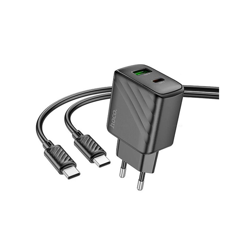 Hoco CS23A Sunlight Type-C to Type-C Cable Wall Charger (EU Plug) - Black