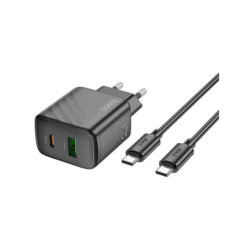 Hoco CS23A Sunlight Type-C to Type-C Cable Wall Charger (EU Plug) - Black