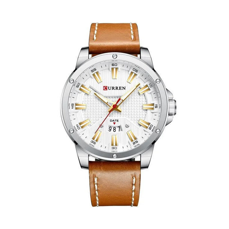 Curren 8376 Quartz Leather Men’s Watch - Brown Silver