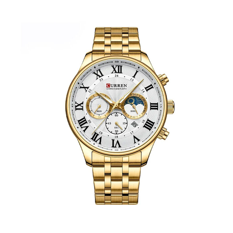 Curren 8427 Luxury Stainless Steel Men’s Watch – Gold & White