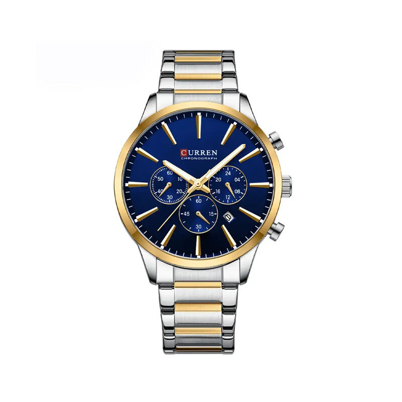 Curren 8435 Luxury Two-Tone Stainless Steel Men’s Watch – Silver & Blue