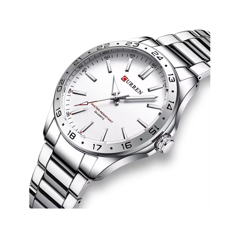 Curren 8452 Luxury Stainless Steel Men’s Watch – Silver & White