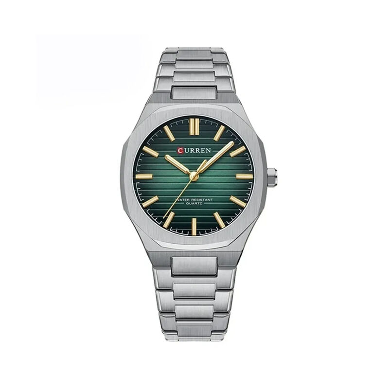 Curren 8456 Luxury Stainless Steel Men’s Watch – Silver & Green