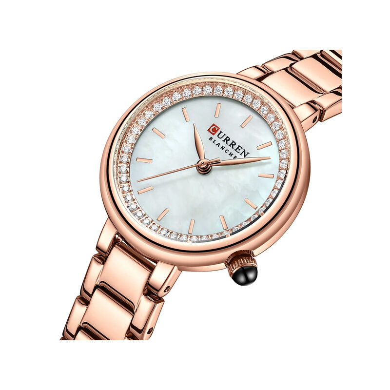 Curren 9089 Trendy Quartz Stainless Steel Women’s Watch – Rose Gold & White