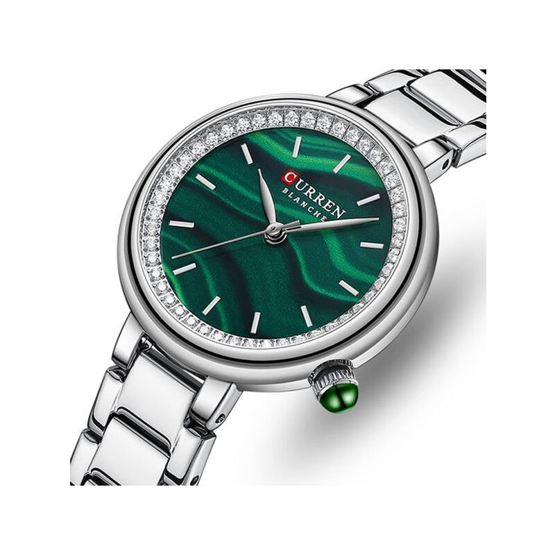 Curren 9089 Trendy Quartz Stainless Steel Women’s Watch – Silver & Green