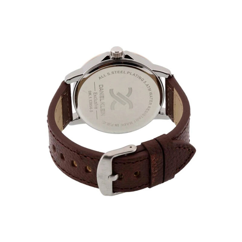 Daniel Klein Silver Dial Leather Band Men's Watch (DK.1.12854-5)