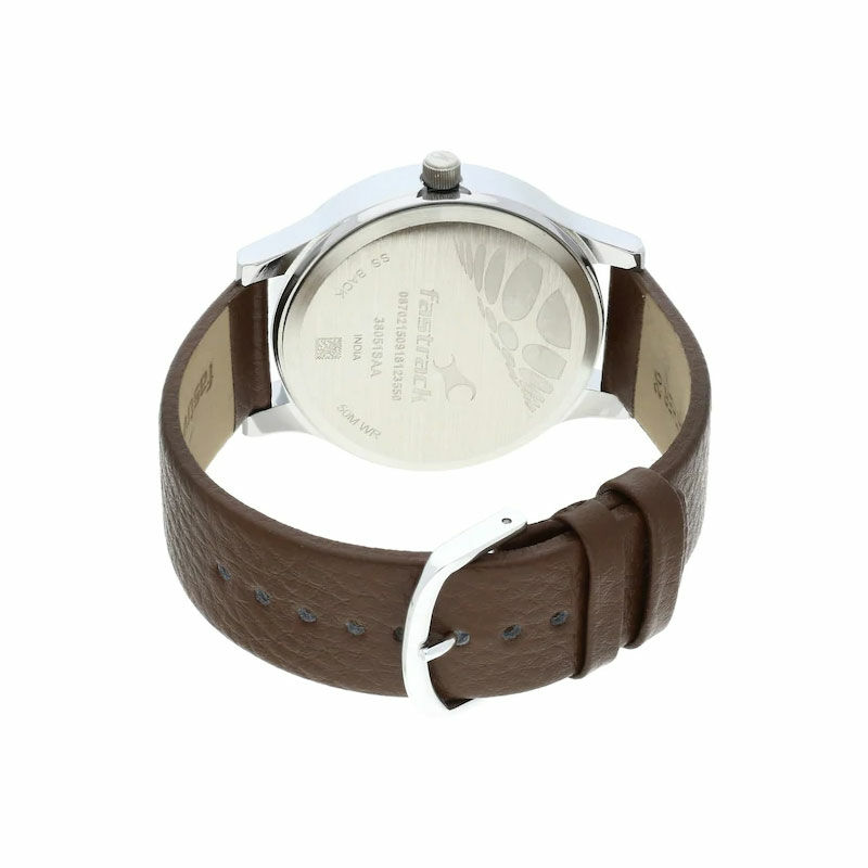 Fastrack NM38051SL05 Bold Grey Dial Brown Leather Strap Men’s Watch