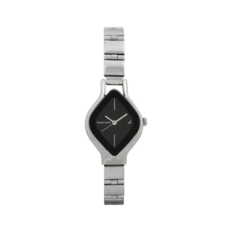 FASTRACK NM6109SM02 Black Dial Silver Stainless Steel Strap Women’s Watch