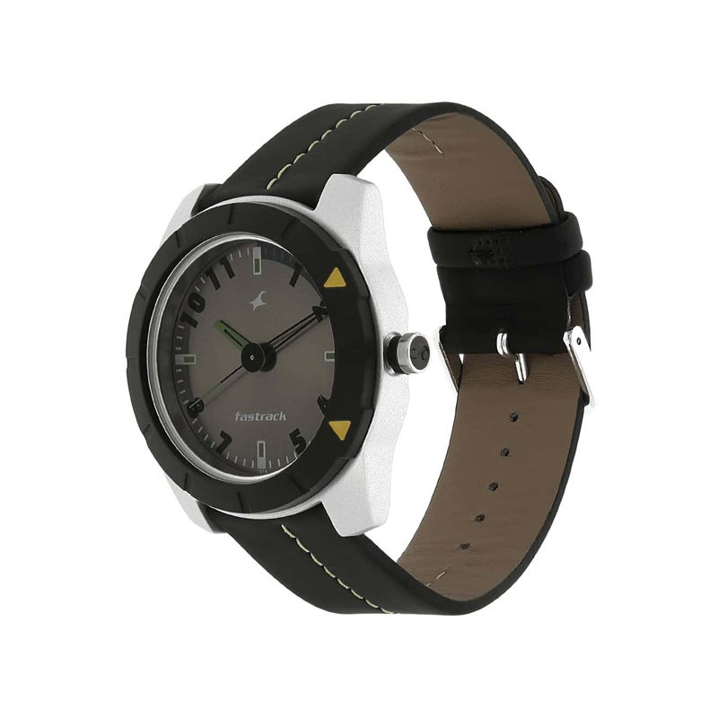 Fastrack 3015AL02 Grey Dial Black Plastic Strap Watch for Men