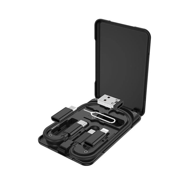 Hoco U86 3 in 1 Multifunctional Data Cable Storage Bag Case - Black