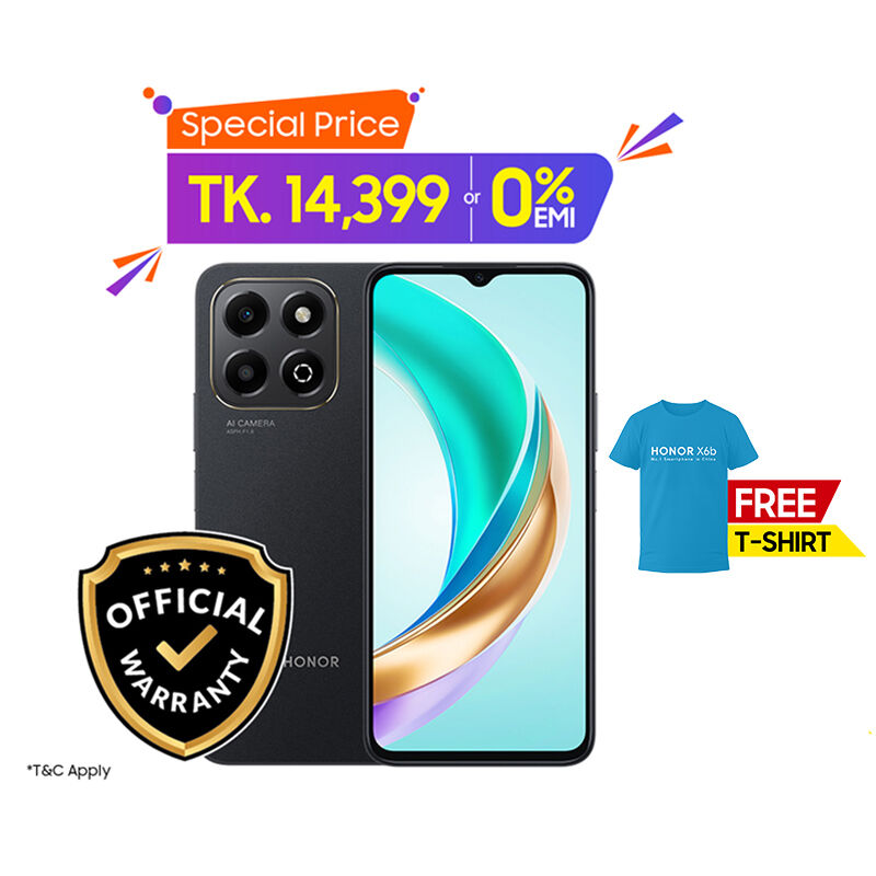 Honor X6b 6GB/128GB with Free T-Shirt 